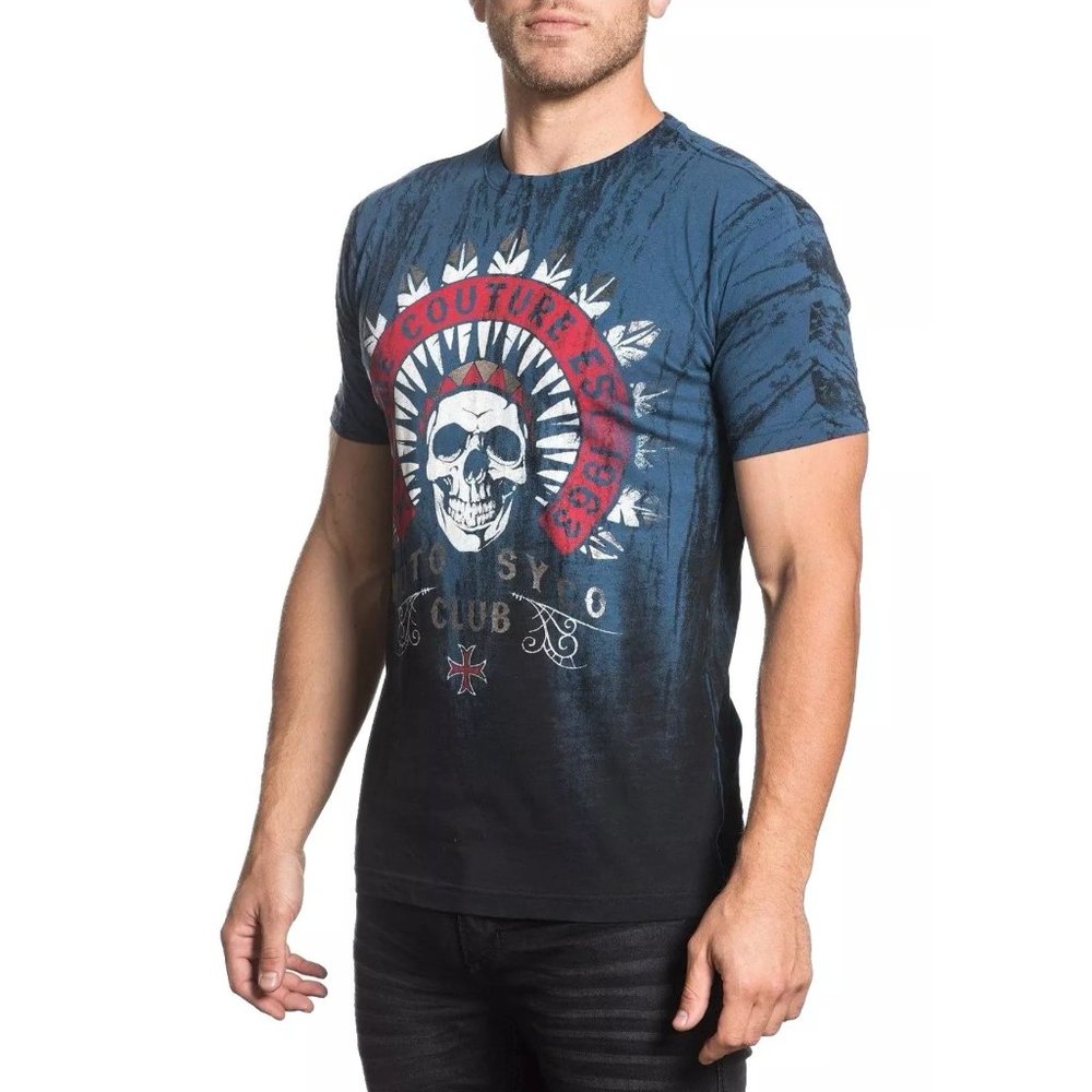 XTREME COUTURE by AFFLICTION Men's T-Shirt CHIEF MOTOR CLUB Blue Biker S-5XL - Picture 8 of 9